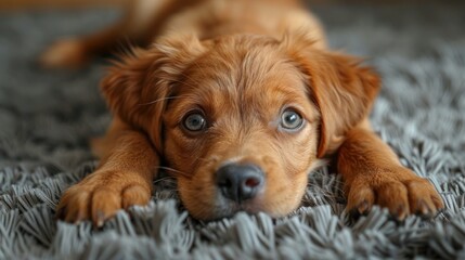 Playful Puppy Enjoying Home Life