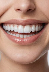 Obraz premium A close-up of a persons smile with perfectly whitened teeth. 