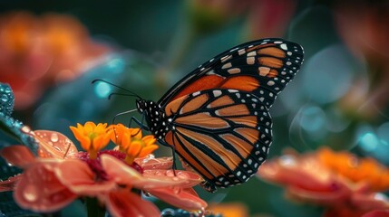 Obraz premium Graceful Butterfly Perched on Beautiful Flower