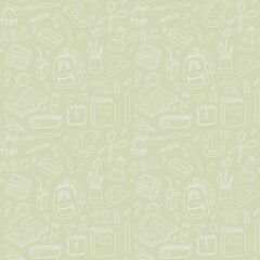back to school stationary seamless pattern, paper collection, school supplies elements, student print paper planner