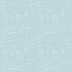 back to school stationary seamless pattern, paper collection, school supplies elements, student print paper planner