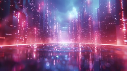 Fototapeta premium 3D rendered abstract pink-blue neon background futuristic wallpaper