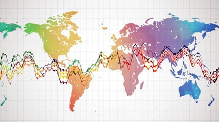Global Economic Crisis Visualized. World map and graphs. High quality AI generated image