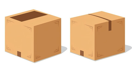 Fototapeta premium Blank cardboard box with flip top isolated on pure white background