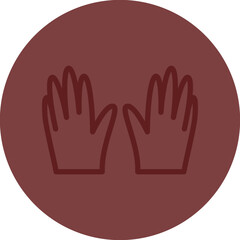 Leather Gloves Vector Line Maroon Circle Maroon