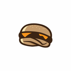 Burger logo design idea. Logo symbol concept for fast food restaurant with grilled tasty burger and hot flames.