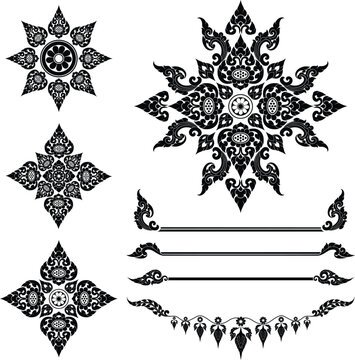 Thai Patterns Art Motif for Decoration Silhouettes