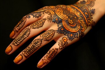 Obraz premium Intricate Henna Tattoo on a Woman's Hand