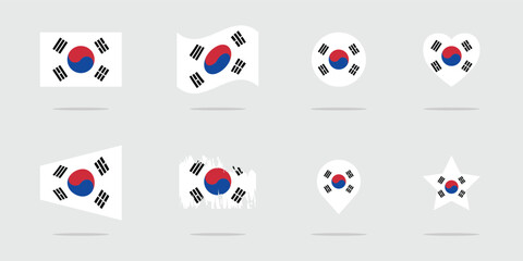 National flag of South Korea. South Korean vector flag icon set.