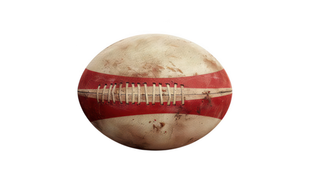 Vintage, well-worn American football symbolizes the spirit of the game and rich sports history, PNG, Transparent, No background