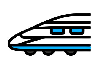 High Speed Train Line Icon, Outline Vector Symbol Illustration. Pixel Perfect, Editable Stroke. stock illustration