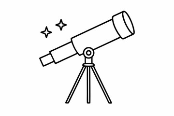 Telescope solid icon. Optical glass for looking at the stars with lens. Space exploration design concept, glyph style pictogram on white background, use for web and app. Eps 10. stock illustration