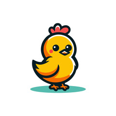 cartoon chicken with a sign, logo vector