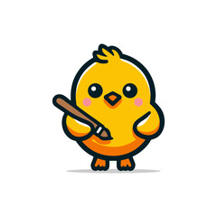 cartoon chicken with a sign, logo vector