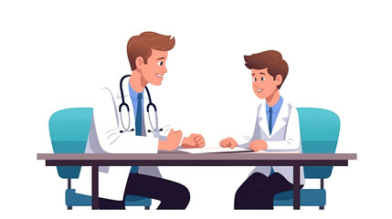 Doctor and patient isolated on pure white background