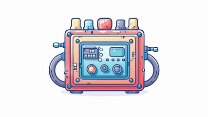 Fototapeta premium A cute electronic component in a kawaii watercolor style, isolate on white background, assembled in a hightech factory