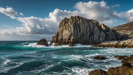 Fototapeta premium waves crashing on rocks