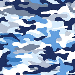 Air force camouflage pattern with blue, gray, and white shades for seamless wallpaper 
