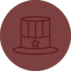 Patriotic Hat Vector Line Maroon Circle Maroon