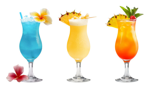 Summer cocktails on a transparent background