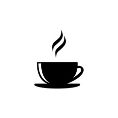 Steaming coffee cup icon, perfect for cafe and restaurant use.