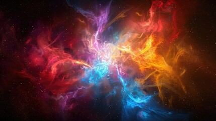 Abstract Cosmic Nebula with Vibrant Colors and Glittering Stars