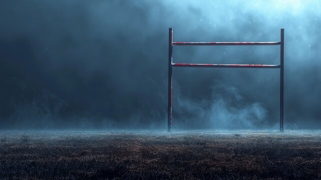 Mysterious Foggy Rugby Goalpost
