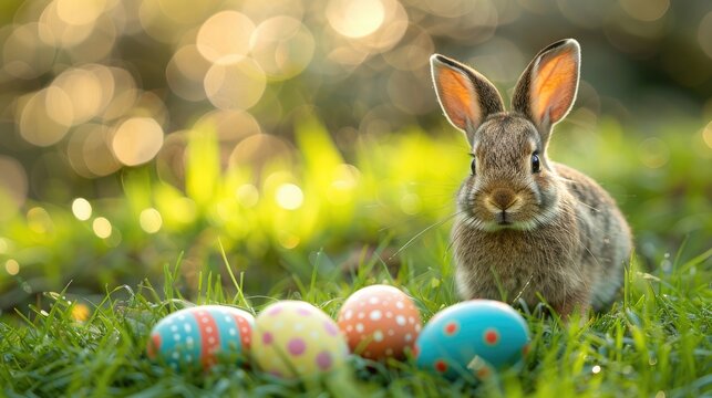 Easter Bunny with Colorful Eggs