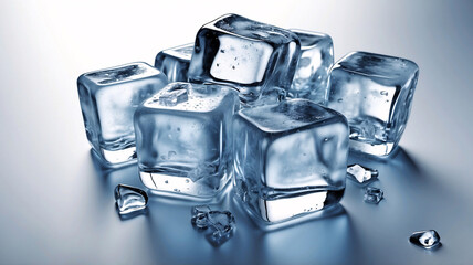 Ice cubes cold frozen water cooling drinks and cocktails background