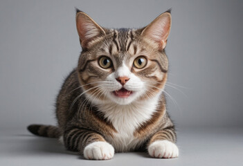 Obraz premium A cat with a mischievous grin, planning some playful trouble. 