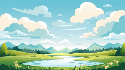 Fototapeta premium landscape with sunrays isolated on pure white background