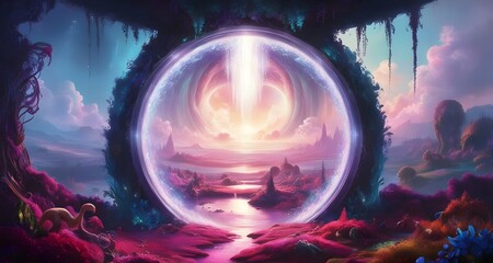 Obraz premium metaverse, ethereal portal to a fantastical metaverse realm