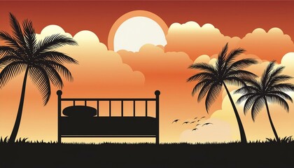 Fototapeta premium bed silhouette illustration