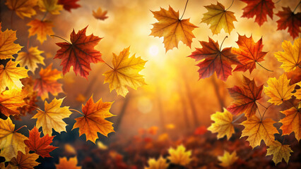 Obraz premium Autumnal Blaze: A Vivid Tapestry of Falling Leaves