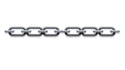 A whole metal chain set against a stark white background