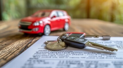 Car insurance and finance documents with keys