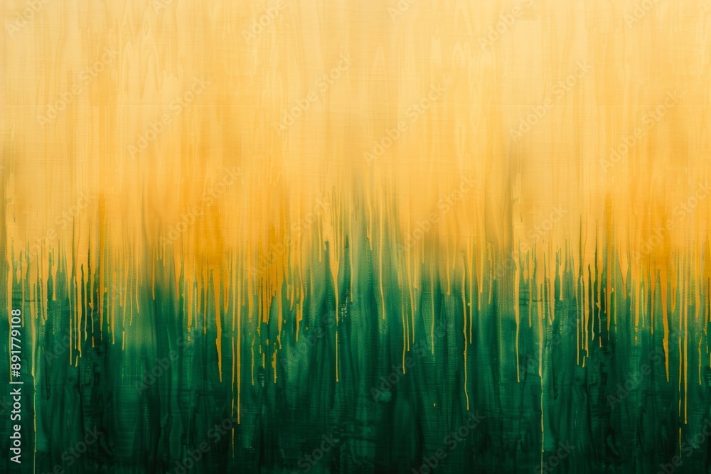 Poster mesmerizing green and yellow paint flows down a wall, creating a unique abstract pattern with a mode