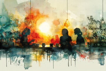 people sitting and conversing with coffee shop