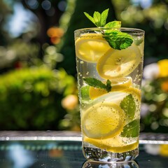 Refreshing Lemonade with Mint on a Sunny Day