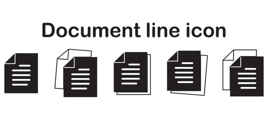 Document line icon set. Paper document icons set. File symbol