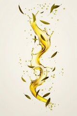 Fototapeta premium olive oil splash with leaves and leaves