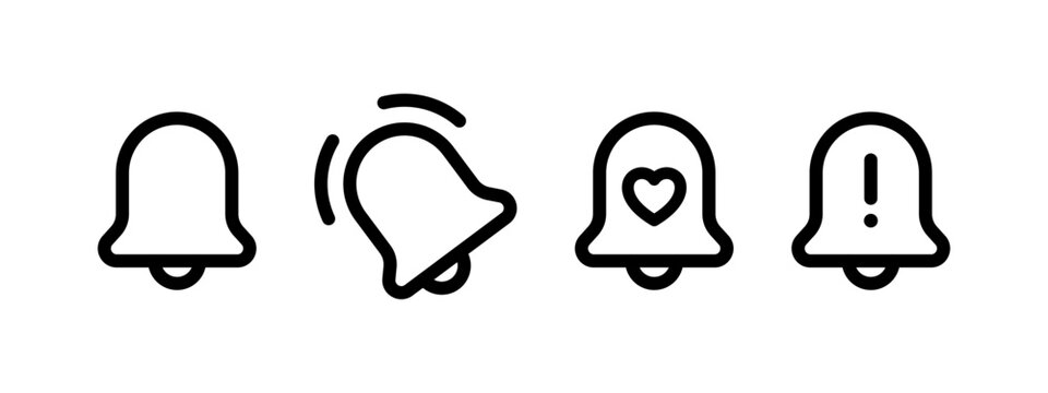 Notification bell icon set. Bell reminder