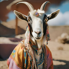 BEAUTIFUL GOAT WITH A BEAUTIFUL DRESS  