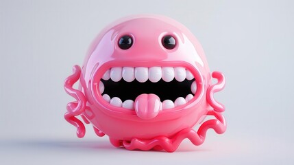 Fototapeta premium Adorable clay Tonsils full body Vibrant color 3D clay icon, Blender 3D, white background with subtle gradients, kawai