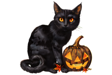 Vintage cut out illustration of orange cat with green eyes