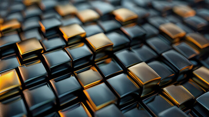 Naklejka premium 3d illustration of golden and black colored square background