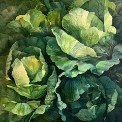 Fototapeta premium The texture or pattern of a cabbage leaf. Veins of a fresh green leaf in close-up. Background of vegetables.