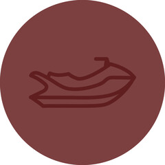 Jet Ski Vector Line Maroon Circle Maroon