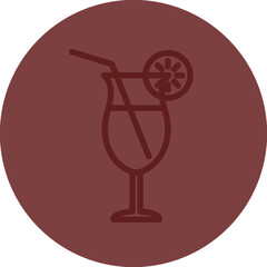 Tropical Drink Vector Line Maroon Circle Maroon