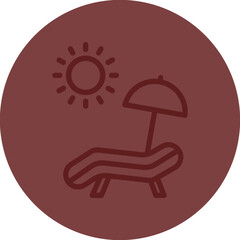 Beach Chair Vector Line Maroon Circle Maroon
